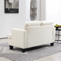 HOMCOM Canapea Modernă cu 2 Locuri din Catifea Chenille cu Perne Detașabile și Lavabile, 138x70x80 cm, Crem(m-12)
