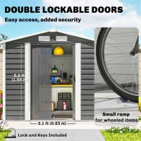 Outsunny 7 x 4ft Garden Shed, Easy to Assemble, Upgraded Galvanised Steel Frame with Foundation Kit, Double Doors with Lock, Outdoor Metal Shed with Vents and Gloves, Garden Storage Shed, Dark Grey(m-6)