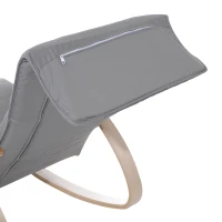 HOMCOM Fauteuil à bascule luxe confort et relaxation repose-pied réglable déhoussable 66 x 90 x 92,5 cm bois massif gris clair(m-9)