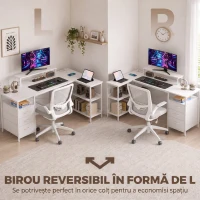 HOMCOM Birou Colțar a L Con Prize, Bianca(m-4)
