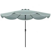 Outsunny Parasol de Jardin Extérieur Rond Inclinable à 3 Positions avec 8 Baleines et Volant, Φ265 x 235 cm, Bleu(m-12)