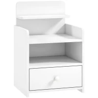 HOMCOM Bedside Cabinet, Bedside Table with Drawer and Shelf for Living Room, White(m-1)