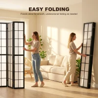 HOMCOM 4 Panel Folding Room Divider, Freestanding Room Separator, Indoor Privacy Screen for Living Room, Bedroom, Black(m-5)