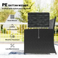 Outsunny 6 Piece Rattan Garden Furniture, Space-Saving Patio Furniture Set with Nesting Tables, Chairs, Stools, Cushions, Black(m-7)