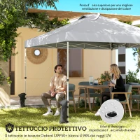 Outsunny Gazebo 3x3 m Pop Up con Tasche Portaoggetti e Sacchi di Sabbia, in Metallo e Tessuto Oxford, Bianco(m-4)