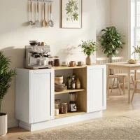 HOMCOM Bufet în Stil Rustic cu Spațiu de Depozitare, Natural și Alb(m-2)