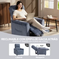 HOMCOM Sillón Relax Reclinable Manual Tapizado en Pana Instalación Rápida Reposapiés Acolchado Grueso Azul Oscuro(m-4)