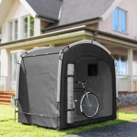 Outsunny Tente de vélo abri de vélo portable pour 3-4 vélos avec 2 poches latérales 220 x 150 x 195 cm noir(m-8)