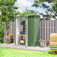 Outsunny tuinhuisje met deur staal groen 142 x 84 x 189 cm(m-7)