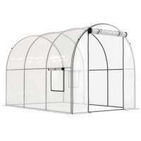 Outsunny Serre de Jardin Tunnel 6 m² 3L x 2l x 2H m châssis Tubulaire renforcé Porte zippée 2 fenêtres enroulables - transparent