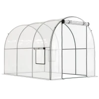 Outsunny Serre de Jardin Tunnel 6 m² 3L x 2l x 2H m châssis Tubulaire renforcé Porte zippée 2 fenêtres enroulables - transparent(m-1)