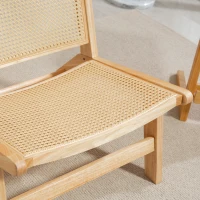 HOMCOM Rotanstoel, Leesstoel, Houten Frame, Brede Zitting, 64 x 70 x 74 cm, Natuurhout(m-9)