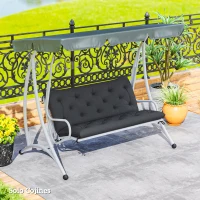 Outsunny Cojín para Banco de Jardín o para Balancín de Jardín 120x110x12 cm de 2 Plazas con 6 Cordones de Fijación Negro(m-8)