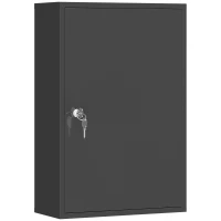 kleankin 3-Tier Steel Wall Mount Medicine Cabinet, First Aid Cabinet Lockable with 2 Keys for Bathroom and Kitchen, Black(m-10)