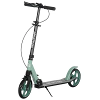 HOMCOM Trottinette pliable pour adultes +14 ans avec guidon réglable grandes roues de 20 cm amortisseur vert(m-12)