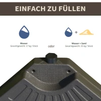 Schermgewicht 4-delig Zonneschermvoet kan worden gevuld met 17 kg water of 25 kg zand(m-4)