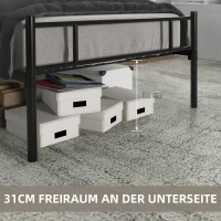 HOMCOM Eenpersoonsbedframe van staal met geïntegreerde latten, hoofdeinde en voeteneinde, 90x200cm(m-4)