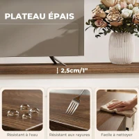 HOMCOM Meuble TV 140 cm, meuble télé pour téléviseur jusqu'à 65 pouces avec 2 portes, 2 compartiments ouverts, blanc et marron(m-6)