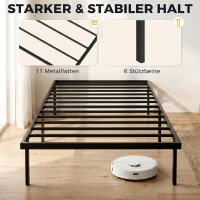 HOMCOM Bedframe met Opbergruimte, Metalen Frame, zonder lattenbodem, 90 x 200 cm(m-4)