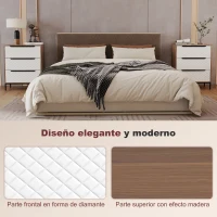 HOMCOM Cómoda con 3 Cajones de Tela Frentes con Patrón de Diamante para Salón Oficina Vestidor Natural y Blanco(m-8)