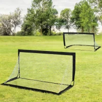 HOMCOM Lot de 2 but de foot extérieur, cage de foot portable avec sac de rangement en tissu Oxford 183 x 90 x 90 cm noir blanc(m-2)