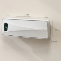 HOMCOM Stufa Ceramica 2000W a Parete con 3 Modalità, Temperatura Regolabile, Timer, Telecomando, Bianco(m-3)