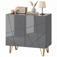 HOMCOM Modern Luxe High Gloss Sideboard, with Hairpin Legs - Grey(m-15)