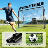 SPORTNOW Football Goal, 10 x 6.5ft Football Net with Ground Stakes, EPE Foam Padding and Metal Frame, Easy Assembly, Yellow(m-4)