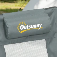 Outsunny Camping Chair Reclining Portable Camp Chair with Detachable Footrest Cup Holder Grey(m-11)