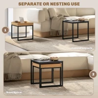 HOMCOM Set of Two Boxy Nesting Tables - Black/Wood-Effect(m-4)