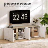 HOMCOM TV-kast voor 65-inch televisie, televisiekast met soft-close deuren, aanpasbare planken, kabeldoorvoeren, voor woonkamer, Wit(m-4)