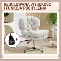 HOMCOM Krzesło biurowe bez podłokietników, wygodne krzesło biurkowe z szerokim, wyściełanym siedziskiem i regulowaną wysokością, szare(m-5)