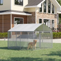 PawHut Chenil extérieur avec toit pour chien 5 m² parc grillagé espace couvert acier galvanisé 230 x 230 x 175 cm(m-2)
