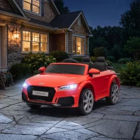 HOMCOM Macchina Elettrica per Bambini 3-5 Anni Licenza AUDI TT con Telecomando e Fari LED, 102x60x44 cm, Rosso(m-9)
