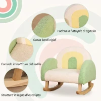 HOMCOM Poltrona per Bambini 18-36 Mesi con Braccioli e Imbottitura Spessa in Sherpa e Legno di Eucalipto, Verde(m-5)