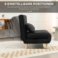 HOMCOM Relaxstoel met bedfunctie, voor 1 persoon, modern design, tot 120 kg, 94x78x80cm, zwart(m-7)