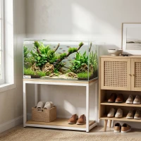 PawHut Fish Tank Bare Glass for DIY Glass Aquarium with Protective Base Mat 43L Transparent for Fish Shrimps(m-8)