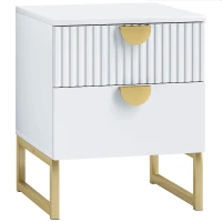 HOMCOM Elegant Two-Drawer Bedside Table - White(m-1)