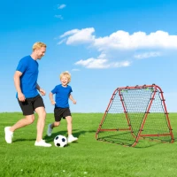 HOMCOM Double Sided Football Rebounder Net, Football Rebound Goal with Five Adjustable Angles, Red(m-10)