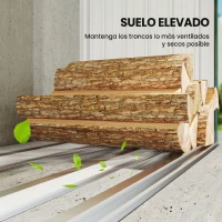 Outsunny Casetilla para Leña de Acero Galvanizado con Base Elevada y Techo Inclinado 213x66,5x150 cm Verde(m-5)