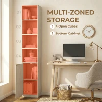 HOMCOM Bookcase Adjustable Shelf Bookshelf Anti-Tip Hardware 6-Tier Storage Cabinet Oak Wood Effect(m-4)