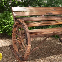 Outsunny Tuin Schommelbank, 2-Persoons Schommel, met Wielvormige Armleuningen, voor Balkon, Tuin, Terras, Geïmpregneerd Hout(m-8)