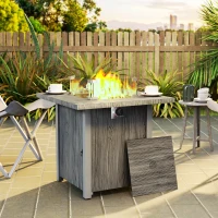 Outsunny 50,000 BTU Gas Fire Pit Table, with Cover - Dark Grey(m-10)