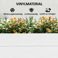Outsunny Kunststof hoogbed, insteekbaar plantenbed met DIY-montage 197 x 54 x 33 cm Wit(m-6)
