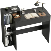 HOMCOM Bureau avec rangement, bureau d'ordinateur avec 3 étagères de rangement et tiroir, 100 x 40 x 90 cm, noir(m-12)