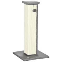 PawHut Krabpaal Kattenboom, inclusief speelbal, pluche, sisal, 41 cm x 41 cm x 81 cm, crème + grijs(m-13)