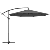 Outsunny 3 m Overhanging Cantilever Parasol, with Cross Base - Black(m-1)