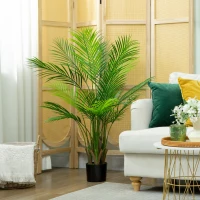 HOMCOM Kunstmatige Palm groot 120cm Kunstplant, Kunststof Kunstplanten in Pot voor Woonkamer Kantoor(m-7)