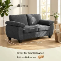 HOMCOM 2 Seater Sofa, 156cm Chenille Loveseat Sofa, Dark Grey(m-3)