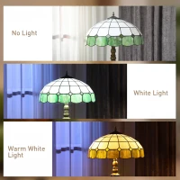 HOMCOM Tiffany-Style Floor Lamp with Handcrafted Stained Glass Shade, 152cm Tall Vintage Standing Lamp, Bronze Tone and Green(m-6)